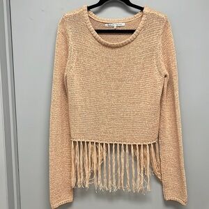 English Factory Knit Tasseled Sweater with Crossed Details on Back Size Medium